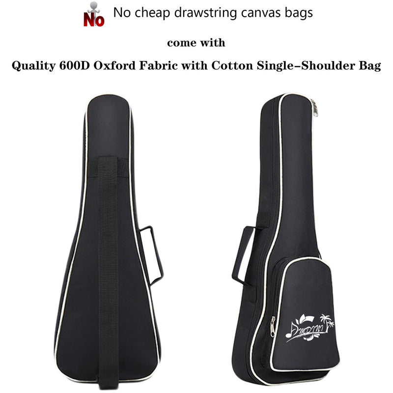 21 inch Soprano Ukulele Basswood Acoustic Mini Guitar for Beginner Starter with Case Strap Tuner Picks Strings Primary Tutorial Black