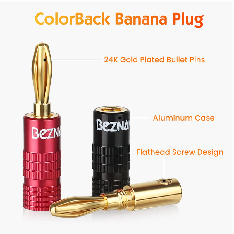[AUSTRALIA] - Banana Plugs with Dual Set Screws,Black and Red Aluminum Shell,6 Pairs 