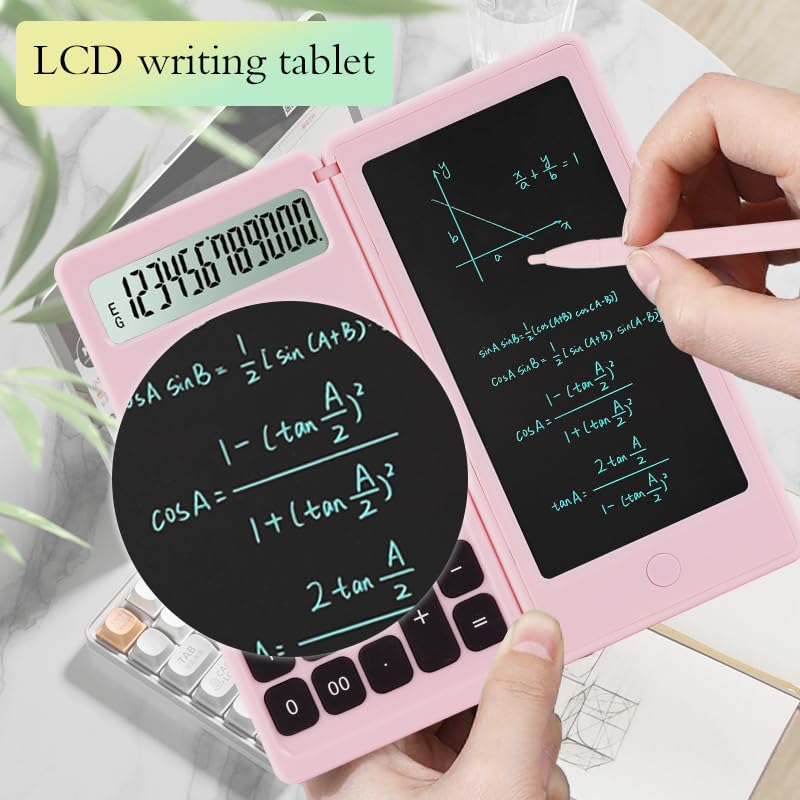 Calculator，Pink Kawaii calculators Desktop with Writing Screen, Large Display, and Quiet Design - Ideal for Students and Office Workers (Pink) pink