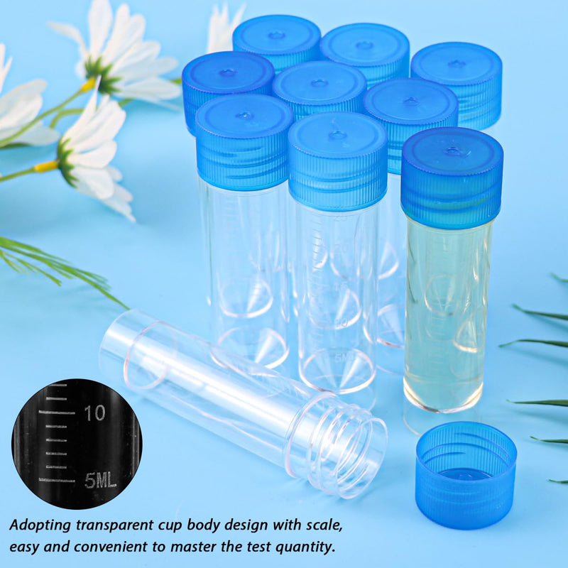 FERCAISH Pack of 10 Sample Tubes with Blue Screw Lid, 30 ml Sample Tube, Disposable Urine Tubes, Plastic Marker, Test Tubes, for Laboratory and Hospital