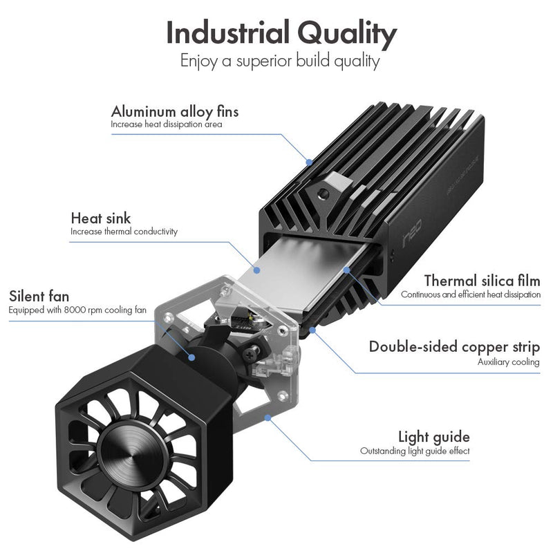 ineo M.2 NVMe (PCIe) SSD Enclosure Built-in Cooling Fan and Write Protection Switch [C2605-NVMe]
