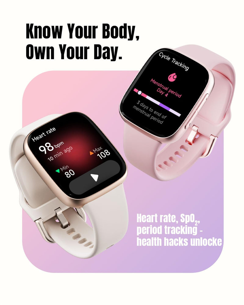 Smart Watch for Women Android & iPhone, 1.85" Ultra HD AMOLED Display,10 Day Battery, 3ATM Swimming Waterproof, Answer/Make Calls, Fitness/Heart Rate/Sleep Tracker/100 Sports, Pink