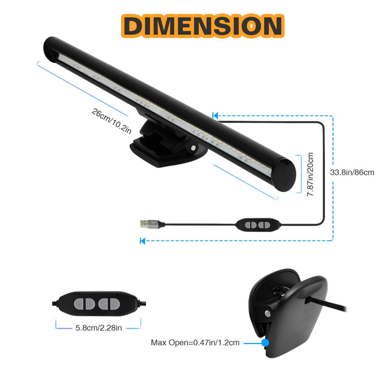 Monitor Light, Screen Light Bar Computer e-Reading LED Task Lamp, 3 Color Modes Light Bar, 10 Brightness, USB Powered Monitor Lamp