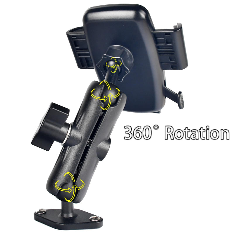 VAUBORTTI 1" Ball Phone Mount – Aluminum Alloy Arm & Base, Double Ball Joint, 360° Adjustable, Screw-Mounted Base, Fits RAM B Size System – Universal Holder for Car, Truck, Van, Desk, Wall, Dashboard