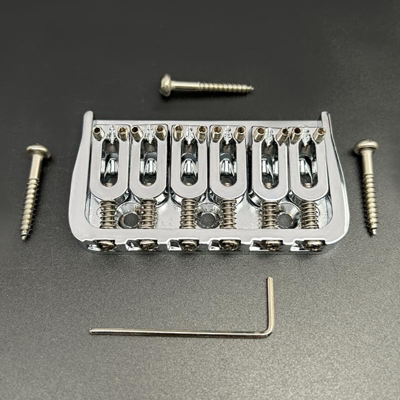 [AUSTRALIA] - MAXCHEER 6 String Guitar Fixed Bridge 72.8x38MM-10.6– Metal Hardtail Bridges Replacement Part for Electric Guitar (Chrome, 72.8mm) Chrome 