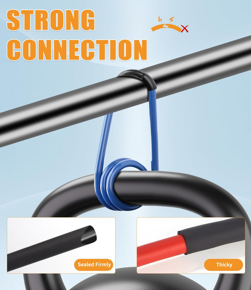 LEAZZLE Pack of 100 Heat Shrink Tubing Set, 90 mm Extra Long, 4:1 Heat Shrink Tubes with Adhesive, Double Wall Heat Shrink Tube, Waterproof for Electrical Insulation and Cable Connectors (5 Sizes,