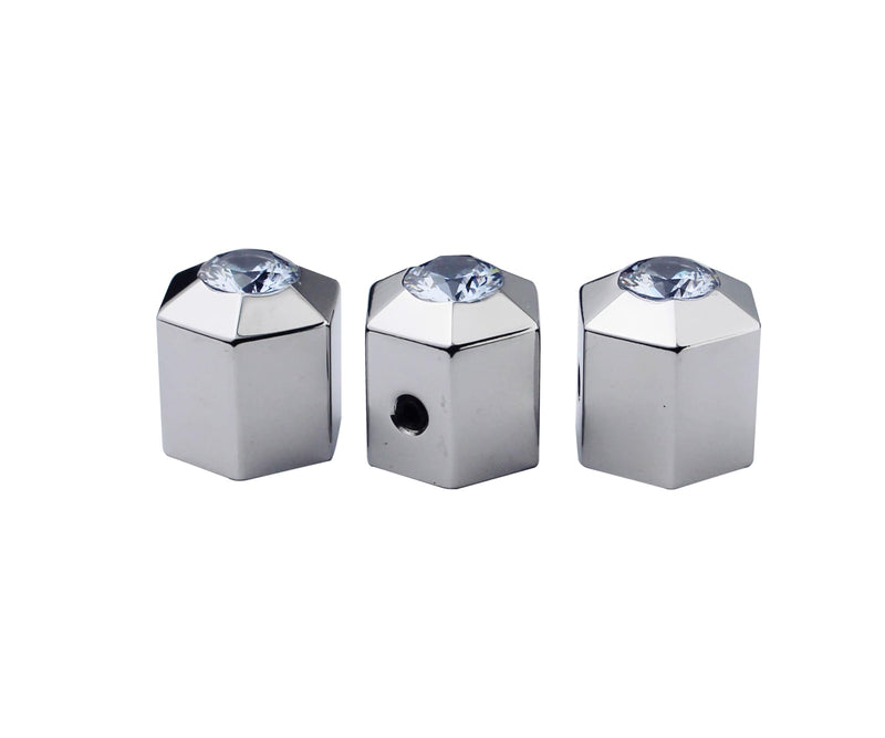 Guyker Potentiometer Control Knobs with 6mm Dia. Shaft Pots - 3PCS High Grade Stainless Steel Speed Tone Volume Knob with Diamond Top Replacement for Electric Guitar or Precision Bass, CKB024 chrome