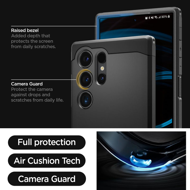 Spigen Tough Armor Designed for Galaxy S24 Ultra Case [Military-Grade Protection] [Kickstand] (2024) - Black
