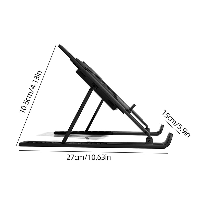 Adjustable Laptop Stand with Fan, Foldable Desktop Mount for Notebook or Tablet, Black
