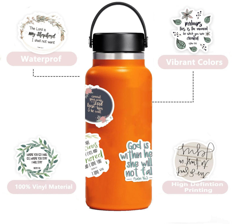 100PCS Bible Verse Faith Stickers,Christian Inspirational Stickers,Jesus Stickers,Vinyl Waterproof Stickers,for Water Bottle Laptop Phone Bumper Computer Guitar,Teens Adults Women Christian Gift Bible Verse Stickers