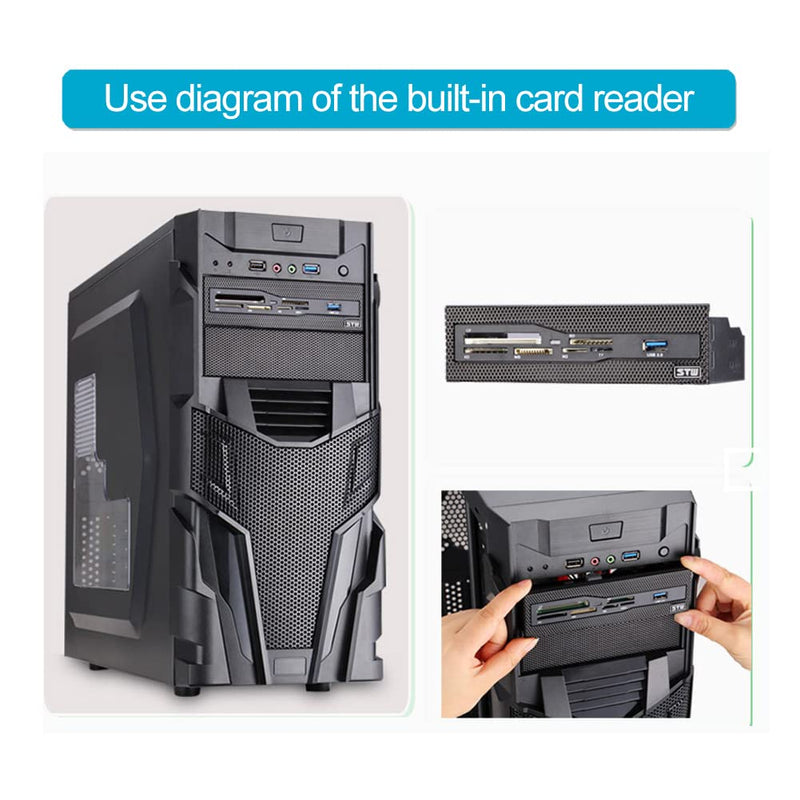 Zopsc Computer Front Panel USB 2.0 PC Internal Card Reader PC Dashboard Fits 5.25 inch Drive Bay, Support M2, MS, XD, CF, TF Card