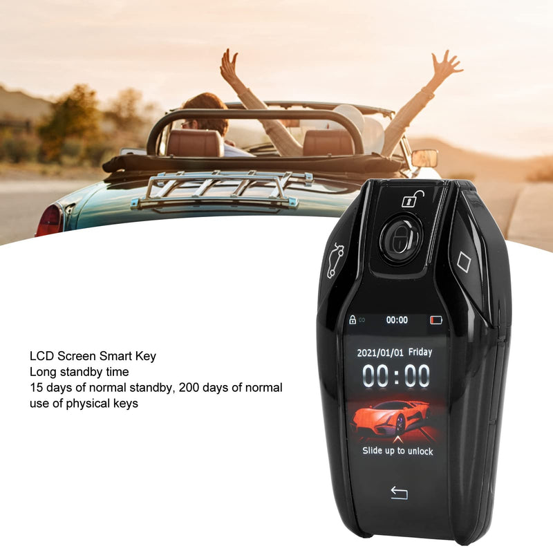 Universal Smart Key TK800+ LCD Touch Screen, 2 PCS | Keyless Entry Auto Lock Unlock for Start Stop Engine Vehicles, Aluminum Alloy Frame, Anti-Loss Contact Info Display Black