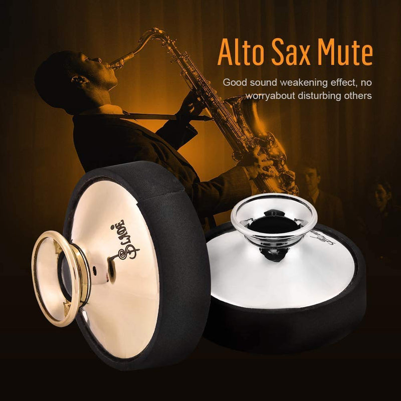 Alto Saxophone Mute, Sax Damper Silencer, ABS Sax Sound Dampener, Noise Remove Music Instrument Accessory (Gold)
