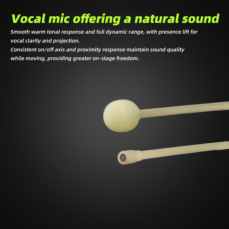 Professional Headset Microphone, Compatible with Shure Wireless System, Omnidirectional Condenser Double Over Ear Headworn Mic, 4-Pin Mini XLR, Cable Length 42 Inch (Beige) Beige
