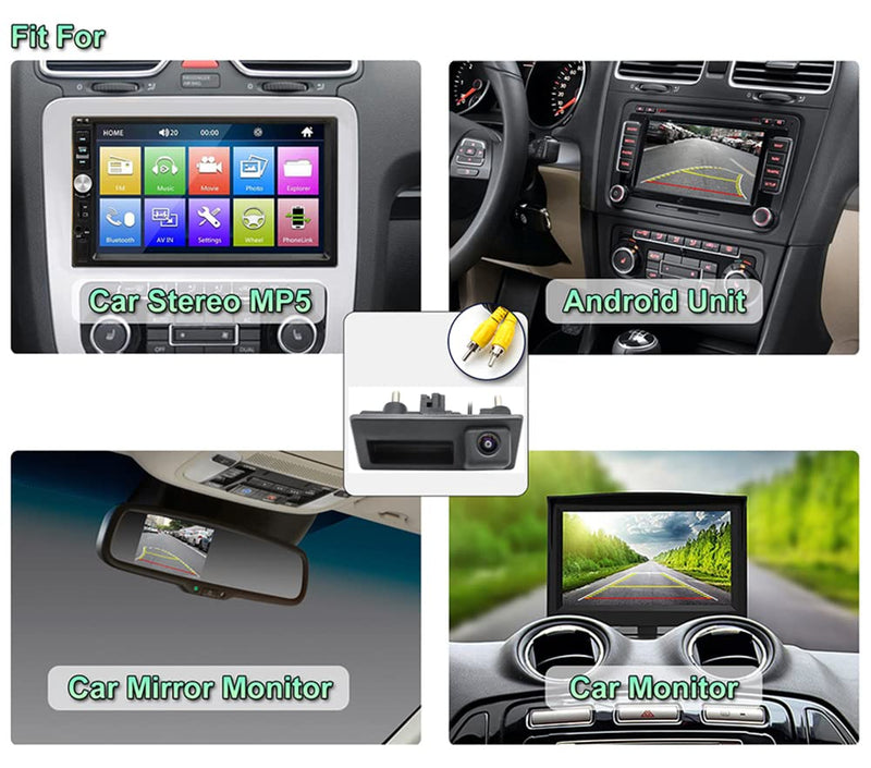 HD 720P Vehicle Backup Camera for Audi A4L A5 A3 Q3 Q5 RS6 for VW Passat Tiguan Jetta Sharan Touareg Lavida Skoda, Car Rear View Trunk Handle Camera