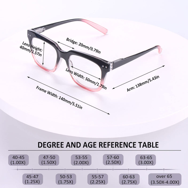 6 Pack Fashion Reading Glasses for Women Men Blue Light Blocking Oversized Square Readers with Spring Hinge 6 Pack Mix 1.5 x