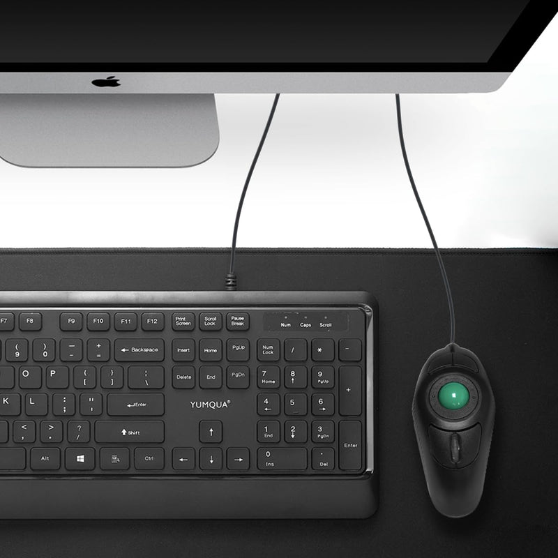 YUMQUA Finger Mouse, Handheld Trackball Mouse USB Wired Hand Held Thumb Ring Mice with Roller for Laptop Mac Window Computer Fits Left and Right Handed Users