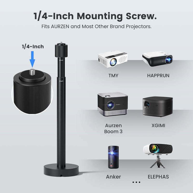 Projector Ceiling Mount with New Gimbal, 15.75" - 23.62" Adjustable Length, ¼-Inch Screw, Compatible with TMY, HAPPRUN, Yaber, Epson & Most Projectors, Ceiling/Wall Use with Adjustable Angle