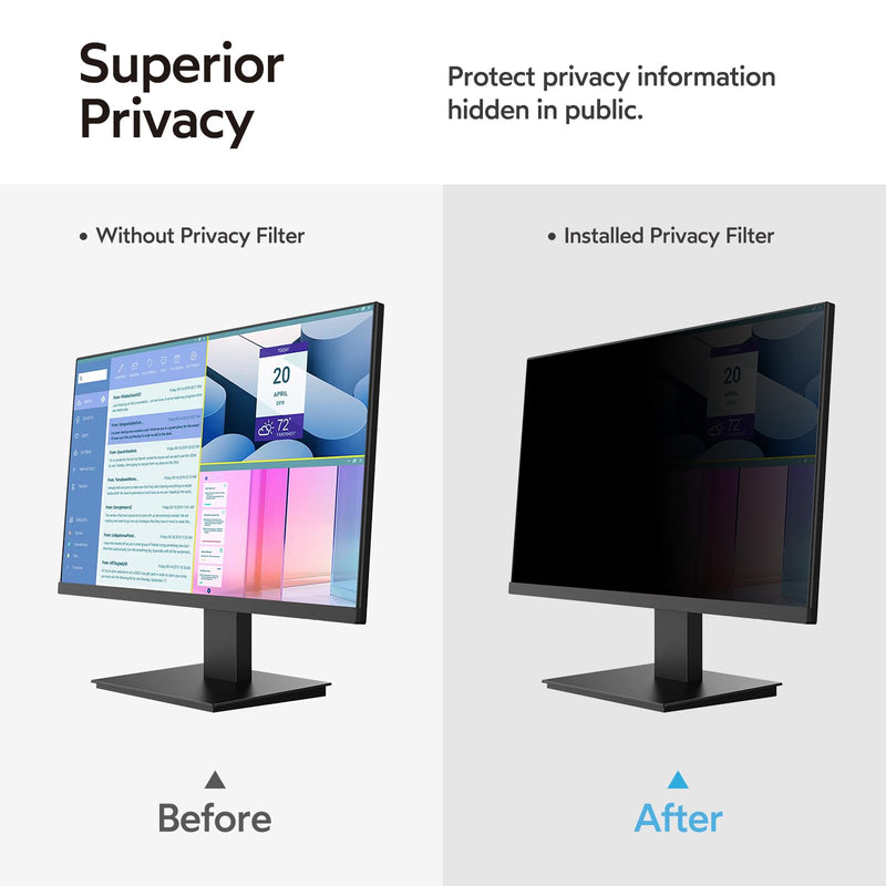 MOBDIK 23.8 Inch Computer Privacy Screen Filter for 16:9 Aspect Ratio | 2 Pack Removable Computer Monitor Privacy Screen Shield, Anti-Spy, Anti-Glare Blue Light Filter, Anti-Scratch 23.8"(16:9)