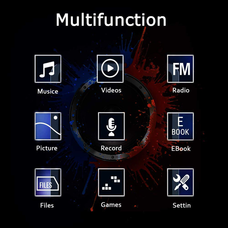 MP3 Player, Music Player with 16GB Micro SD Card, Build-in Speaker/Photo/Video Play/FM Radio/Voice Recorder/E-Book Reader, Supports up to 128GB (Dark Blue) Dark blue