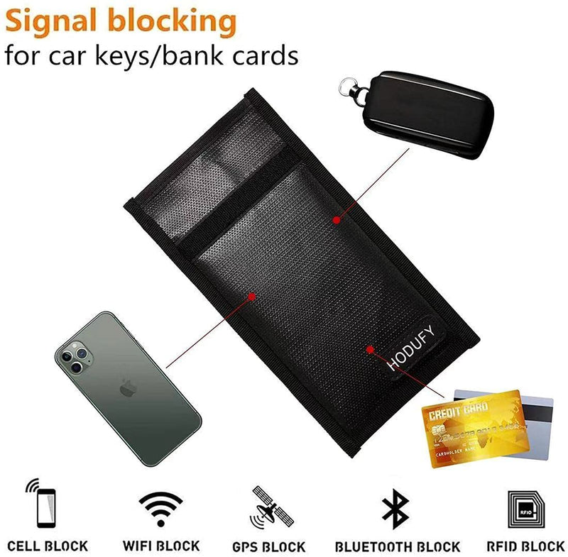 Upgraded Faraday Bags for Key Fob (2 Pack), 7.7 x 4.7 Inches Faraday Cage Protector, Fireproof Waterproof Cell Phone Signal Jammer, Car RFID Signal Blocking, Anti-Theft Pouch