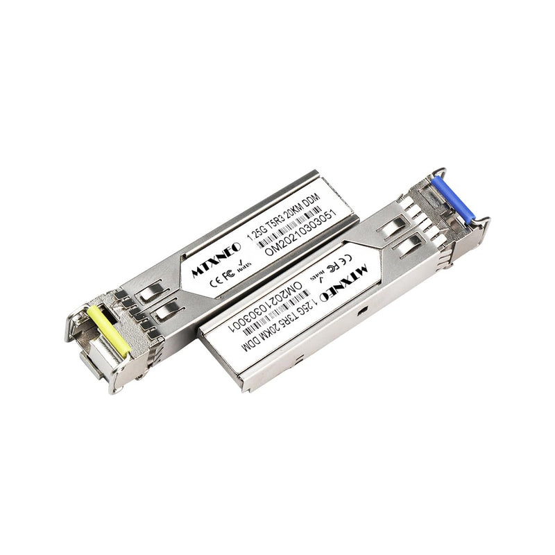 A Pair of 1.25G SFP Bidi Transceiver 1000Base-BIDI SingleMode Simplex LC Fiber Module SMF 1310nm/15500nm DDM up to 20 km for Cisco GLC-BX-D, Ubiquiti UniFi UF-SM-1G-S, Mikrotik and More (1) 1.25G BiDi LC