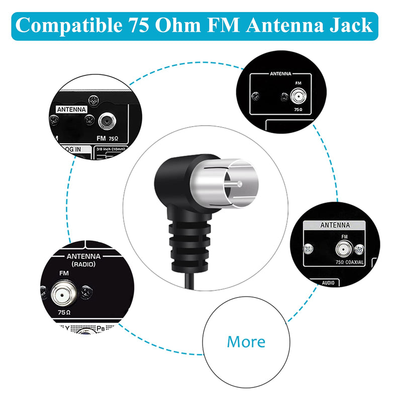 Fancasee 75 Ohm FM Antenna for Stereo Receiver Indoor FM Radio Antenna F Type Male Plug Connector Adapter Coax Coaxial Cable FM Antenna for AV Home Theater Amplifier
