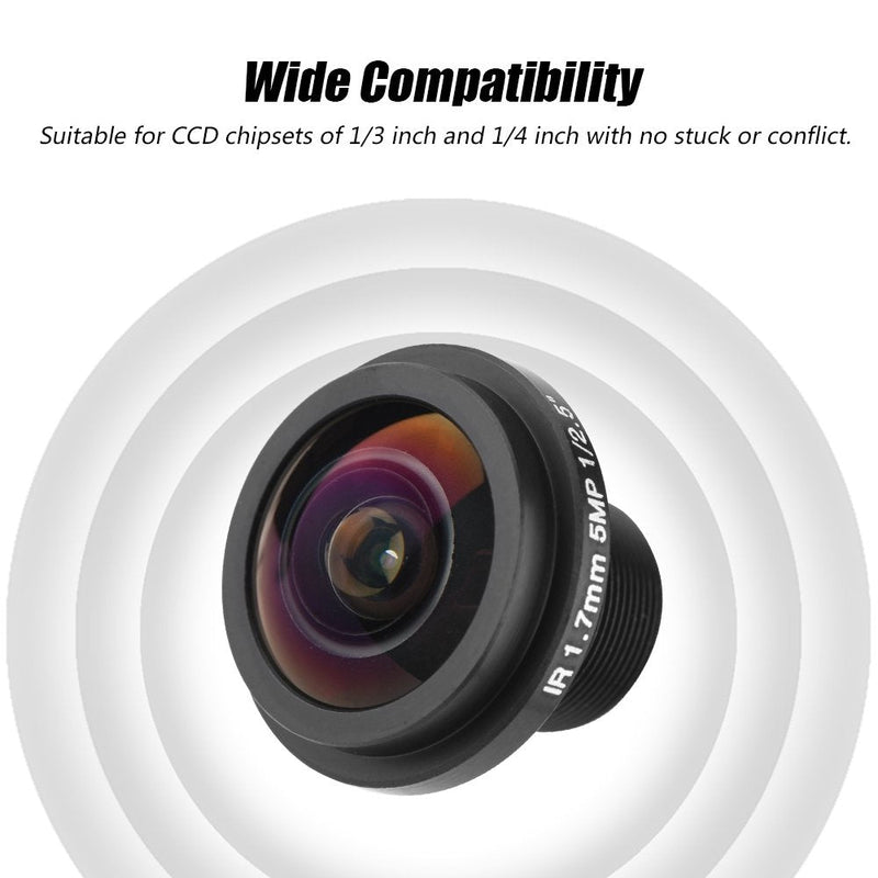 Security Camera Lens, 5MP HD Fisheye Security Camera Lens 1.7mm Focal Length 185¡ãCCTV Lens for Fisheye Security Cam (Black)