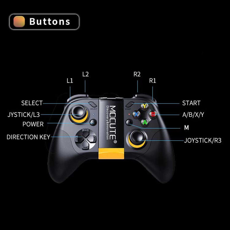 TJPD Wireless Mobil Phone Game Controller with Phone Holder, Compatible with iOS 13.4+, Android, Switch, PC, STEAM, TV Box. (Black) Black