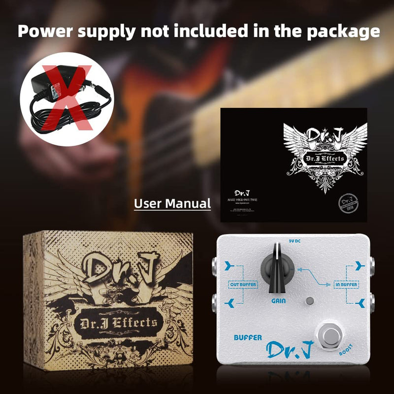 JOYO Buffer Pedal Effect Built-in Double Buffer Groups and Boost for Electric Guitar Bypass High-end Edition Dr.J Series (D57) Buffer White