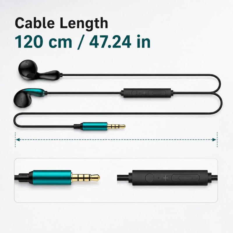 Wired Earbuds with Microphone, in-Ear Headphones with Volume Control and Hands-Free Calling for Phone Laptop Tablet