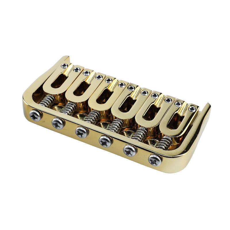 [AUSTRALIA] - 6 String Guitar Fixed Bridge 10.5mm Zinc Alloy Saddle Baseplate Electric Guitar Hardtail Bridge Compatible with Telecaster Tele Strat Style Electric Guitar Replacement Parts Gold 6 string- regular fret 