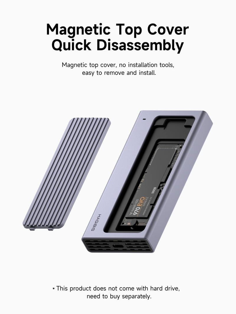 Hagibis USB C Hub with M.2 SSD Enclosure, Magnetic Cover Easy Disassemble External Hard Drive Enclosure with 10Gbps USB 3.1, USB C for MacBook Pro, iPhone15 Pro Max, Mac Mini, Laptop, PC (HB777)