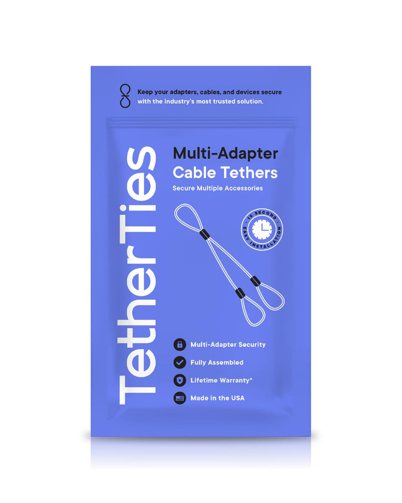 Multi-Adapter Cable Tethers Kit - Nylon Coated Stainless Steel Wire Tether Cable - Easy Installation - Secure Remote Control Tethers, Adapters, Dongles & More - Free Crimping Tool Silver 5 Pack Multi-Adapter TetherTies