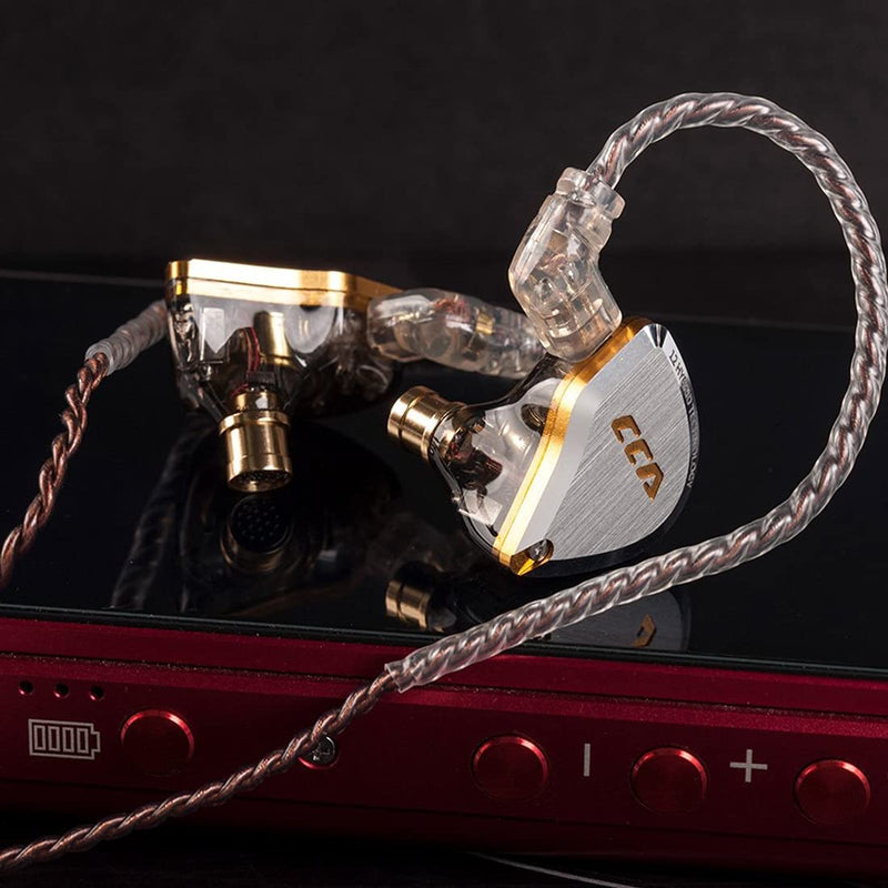 CCA C12 in Ear Monitor Headphones 5BA 1DD Hybrid HiFi IEM Earphones Noise Isolating Stereo Wired Earbuds for Musicians Audiophile Singers DJ no mic Gold