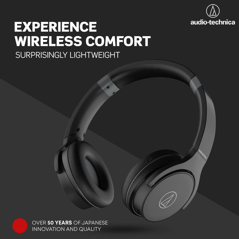 Audio-Technica ATH-S220BTBK Wireless On Ear Headphones, Black Adjustable On-ear, closed-back