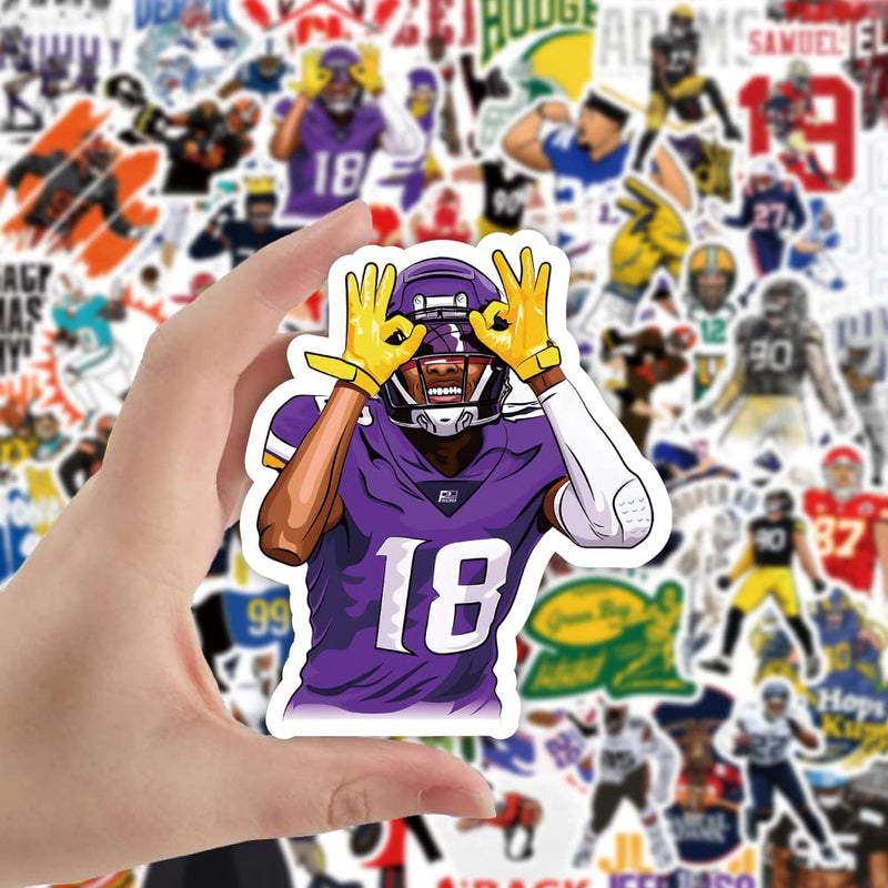 American Football Stickers for Rugby Team Fans(100pcs) Vinyl Waterproof Stickers for Water Bottles Teens Boys Luggage Motorcycle Snowboard Blue