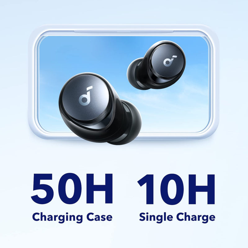 Soundcore by Anker Space A40 Adaptive Active Noise Cancelling Earbuds | Reduce Noise by Up to 98%, Ultra Long 50H Playtime, 10H Single Playtime, Hi-Res Sound, Comfortable Fit, Wireless Charge Black