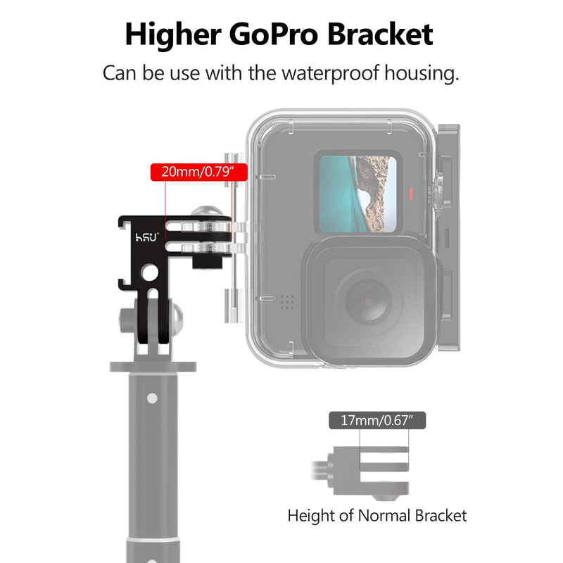 HSU Vertical Mount for GoPro, Aluminum 90 Degree Cold Shoe Direction Adapter, 1/4"-20 Screw Hole Tripod Mount for GoPro Hero 12/11/10/9/8/7/6, DJI Osmo Action 4/3 AKASO Action Camera and More