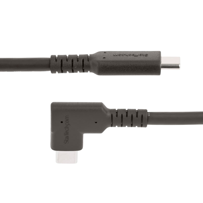 StarTech 1.6ft/50cm Right-Angled USB-C Cable, USB 10Gbps, 100W PD, Black | USB-C to USB-C, 8K 60Hz/4K 144Hz, Thunderbolt Compatible, Aramid Fiber, E-Marker