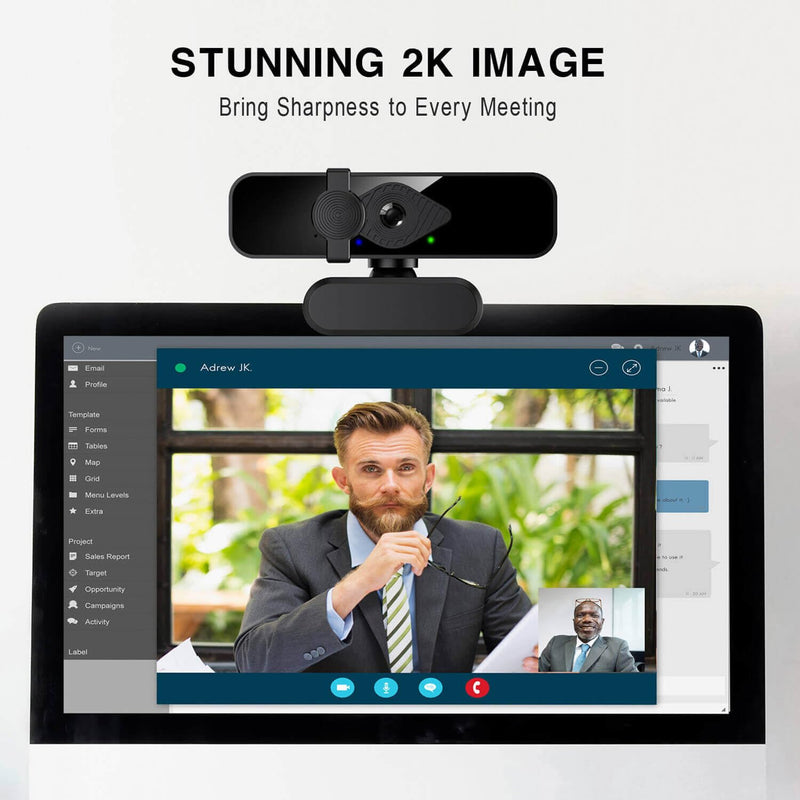 2K Webcam for PC, 85° View USB Computer Camera, with Noise Canceling Microphone & Privacy Cover, HD Web Camera for Desktop Laptop Monitor Mac Streaming, Gaming & Video Calling Webcam 2K Webcam