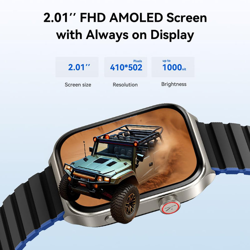 Smartwatch for Men Women(Answer/Make Call), Smart Watches Compatible with Android & iPhone, 2.01'' AMOLED Display Fitness Tracker Watch with Alexa, Heart Rate/Sleep/SpO2 Monitor, 3ATM Waterproof