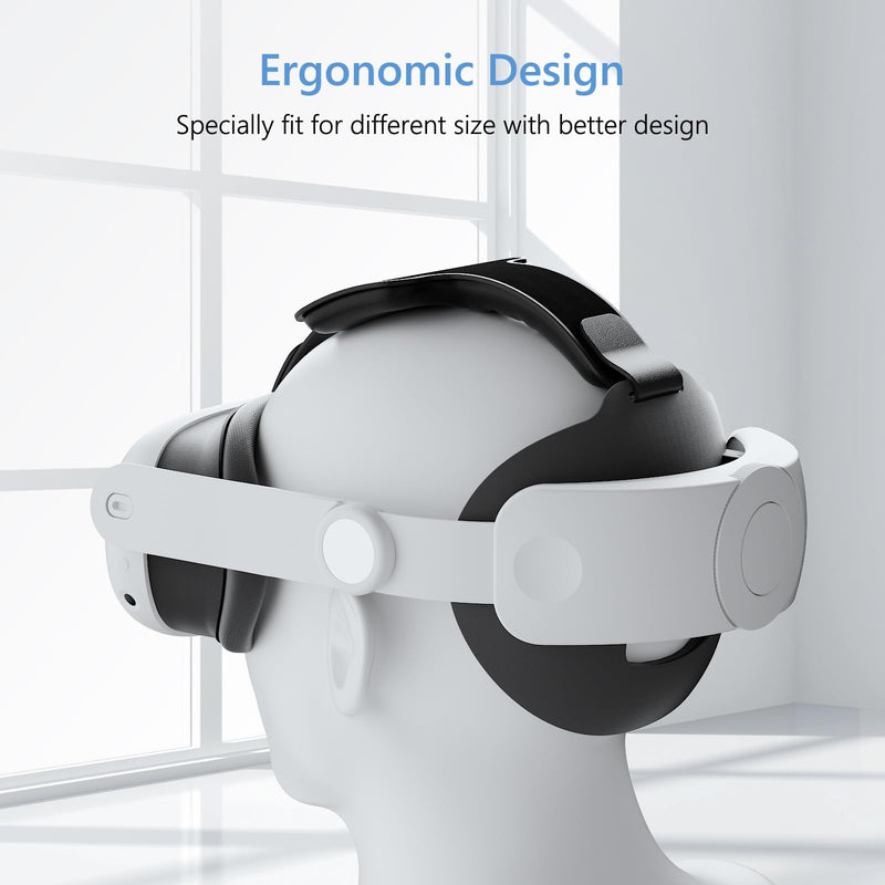 Upgraded Head Strap Compatible with 2023 Oculus Quest 3, Elite Strap for Meta Quest 3, One Click Stretch and Retract Design, VR Headset Accessories Enhanced Comfort Headstrap Replacement, White