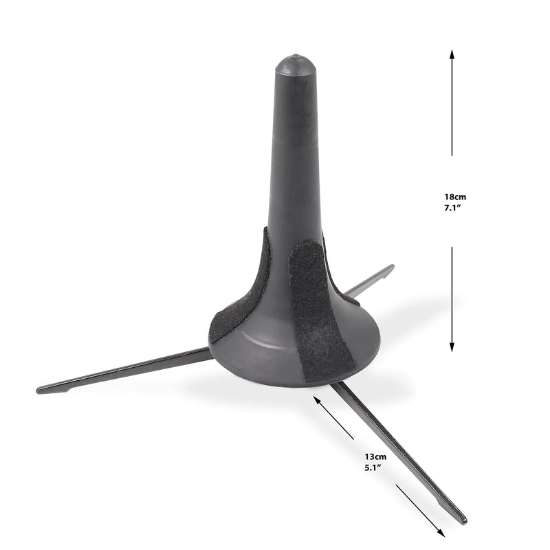 Portable Trumpet Stand - Leg Folding Instrument Rest with Soft Padding - Complete with Microfiber Cleaning Cloth, Black, TRU-MTL-BLK-1