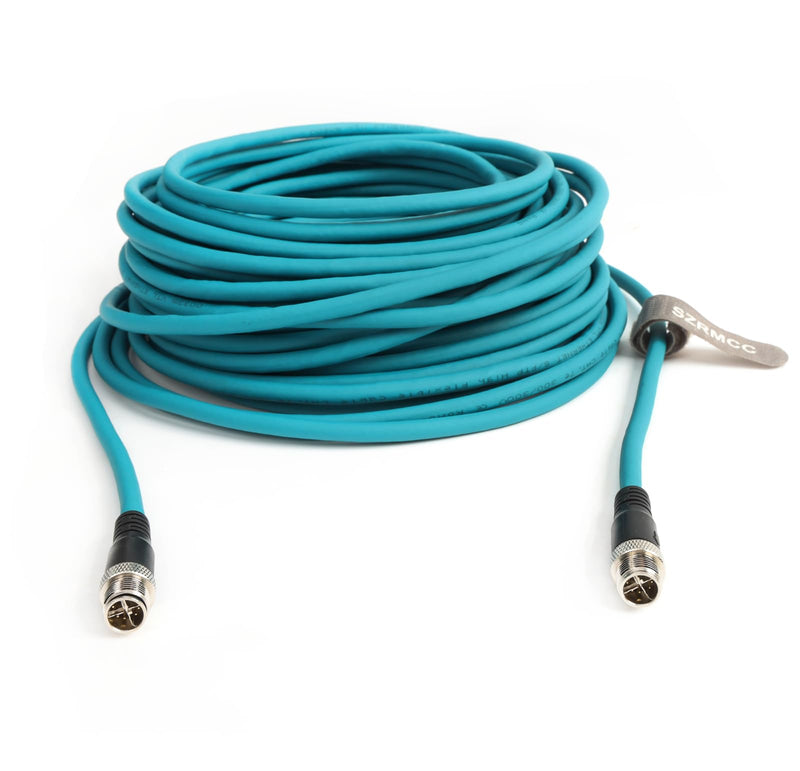 SZRMCC M12 X-Code 8pin Male to 8pin Male with Locking Ethernet Cable High Flexiable Shielded Gigabit Waterproof Network Cable for Basler Cognex Industrial Camera (Blue,5m) Blue 5m