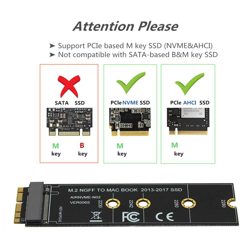 M.2 NVME SSD Convert Adapter Card for Upgrade MacBook Air ( 2013-2017 )