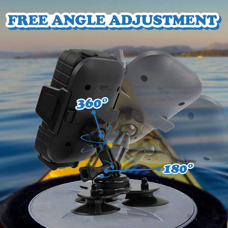 LUCKYLAKER Strong Suction Phone Mount Base Universal Marine Electronic Mount Ball Kayak Fish Finder Holder Car Fishing for Truck Boat Canoe