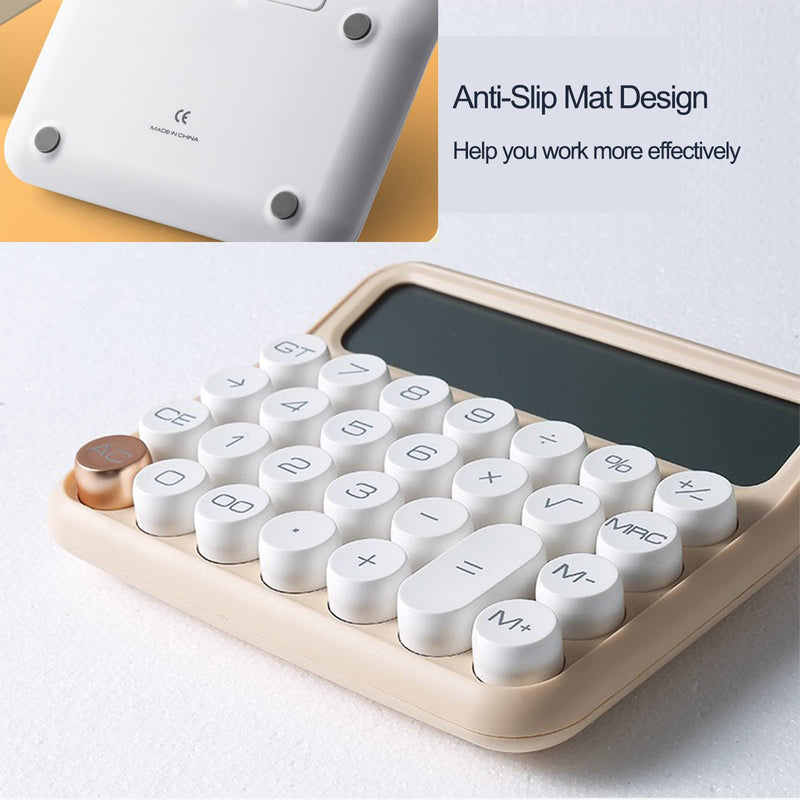 [AUSTRALIA] - Calculators, Benkaim Desk Calculator,Basic Standard Calculator,12 Digit Large LCD Display Big Button Calculator for School, Home & Business Use(Beige) Beige 