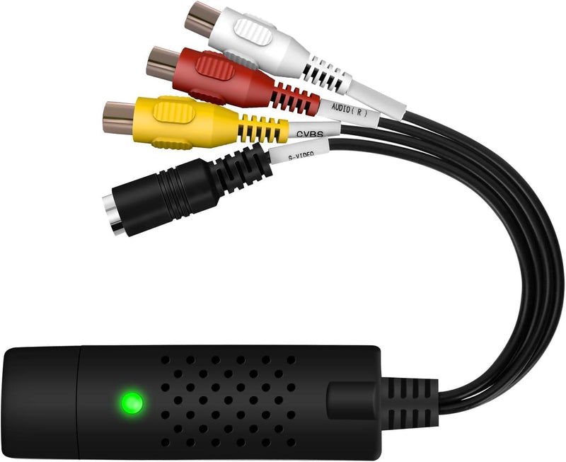 VHS to Digital Converter,RCA to USB Audio Video Converter,USB 2.0 Video Capture Card,Convert VHS to Digital from VHS VCR Mini DV Hi8 DVD for MAC/PC BR116