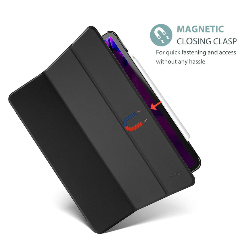 Smart Case for iPad Pro 12.9 2022/2021/2020/2018, Slim Stand Hard Back Shell Smart Cover for iPad Pro 12.9 6th Generation 2022 / 5th Gen 2021 / 4th Gen 2020 / 3rd Gen 2018 -Black Black
